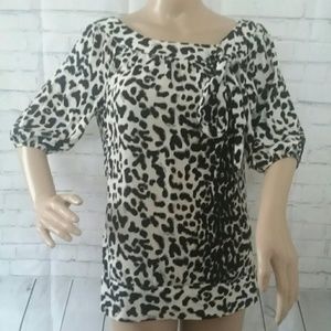 WHBM Silk Half Sleeve Blouse Leopard Print Size S